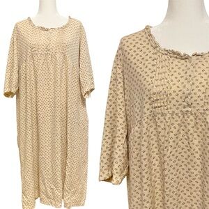 Vintage April Cornell (2X) Ditsy Floral Cream Nightgown